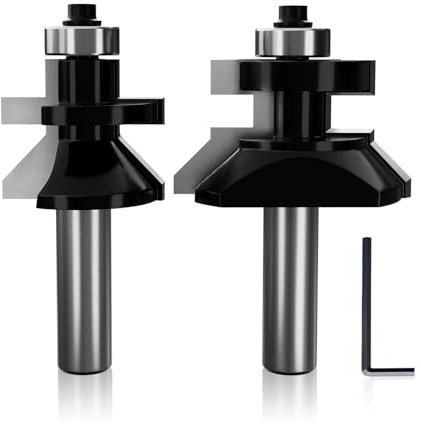 CSOOM 2 PCS Tongue and Groove Floor V-Notch Router Bit Set 1/2 Inch Shank Wainscotting Flooring Matched Router Bits Set