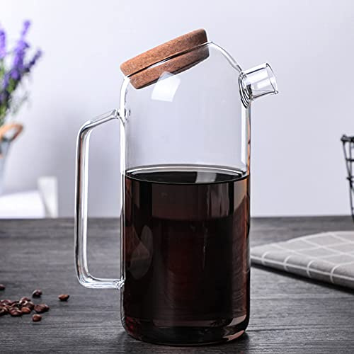 Jauhmui Glass Water Jug with Cork Lid Carafe for Juice Water Drink(1500 Ml)
