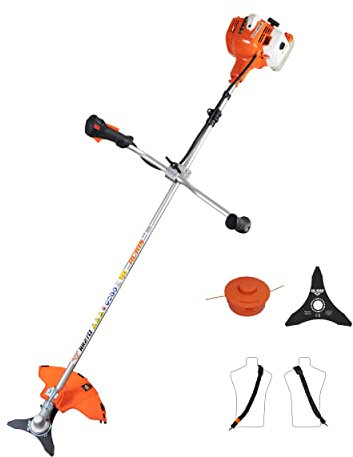RURIS Rr270, Debroussailleuse, 1,5Ch, Bobine Coupe File Professionelle, Disque Triple, Harnais de Sécurité, Orange