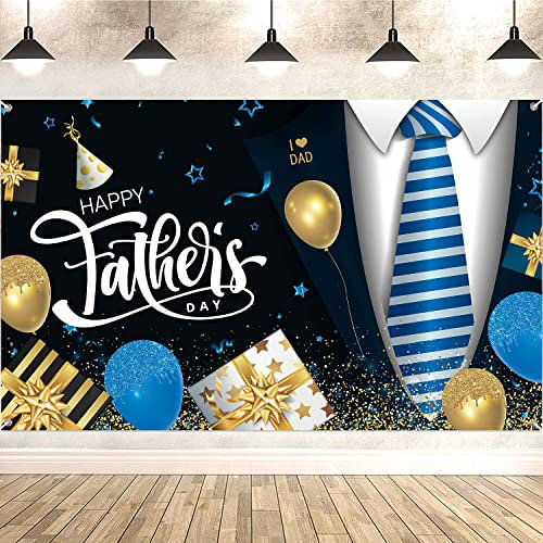 Vatertags-Dekorationen, großes Happy Fathers Day Hintergrund Banner, I Love Dad Vatertag Party Dekorationen für Vatertag Party Hintergrund Dekoration (170,87 x 119,3 cm)