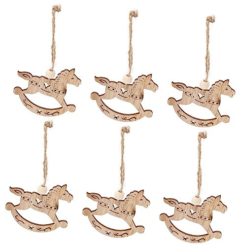 Cabilock 6 Stücke Form Weihnachten Ornamente Holz Europäischen Design Für Weihnachten Baum Dekoration