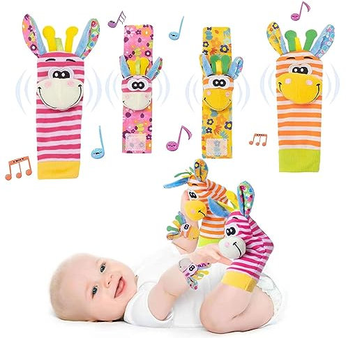Accevo Baby Handgelenk Rasseln & Rasseln Socken Baby Kuscheltiere Frühes Lernspielzeug für Kleinkinder Neugeborene Baby Geschenke Spielzeug für Babys Baby Shower Geschenk 0-12 Monate