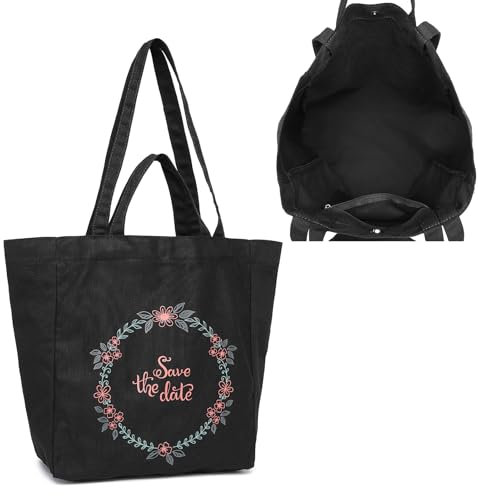 Miss Lulu Bolsa Tote Reutilizable, Bolsa de Hombro Plegable, Bolsa de Lona para la Escuela, Grandes Totes Para Niños Adolescentes Casual Compras Playa Viajes Mamá Almacenamiento