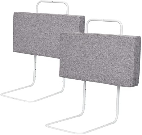 SWANEW 2X Bettgitter für Kinder 60 * 28cm, Baby Bettschutzgitter 5-Loch Höhenverstellbar, Weich Rausfallschutz Bett, Kinderbettgitter für Familienbett und Kinderbett, Grau