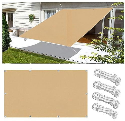 Vela Ombreggiante Impermeabile 4x6M Tenda da Sole per Esterno Vele Ombreggianti Rettangolare Telo Parasole con Fune e Occhiellato Protezione UV Tenda a Vela per Giardino Balcone Terrazza