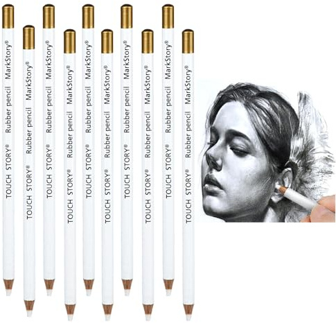 10 Stück Weiße Kohle Bleistift Weiche Professionell Zeichnen Kohlestift zum Zeichnen Skizzieren Schattieren Ungiftig Highlight Skizzieren Zeichenstifte Art Supplies für Künstler Details Malerei