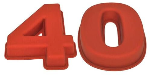 Selecto Bake Grand moule à gâteau en silicone en forme de chiffre 40 pour 40e anniversaire de mariage 4 0