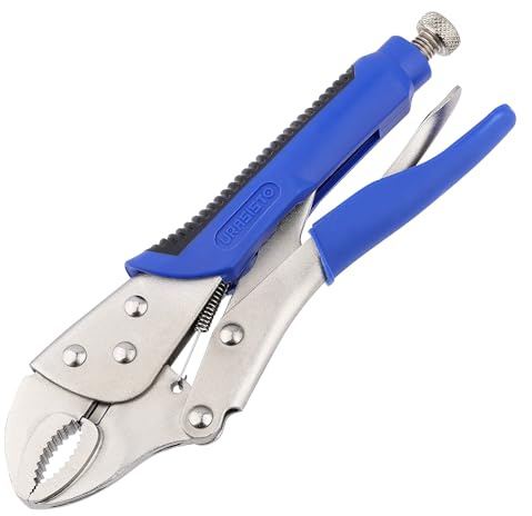 URASISTO 10-Inch Locking Pliers, Premium Alloy Steel Construction, Curved Jaw Locking Pliers with Wire Cutter, Quick Release, Fit for Clamping Twisting Welding