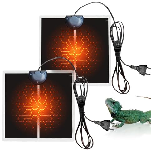 MEGYAD 2 Stücke Reptil Heizmatte Heizmatte Terrarium: Terrarium Heizmatte mit Temperaturregelung Einstellbares Heizfolie Reptilien Schildkröten Schlangen Eidechse Gecko Amphibien (5W)