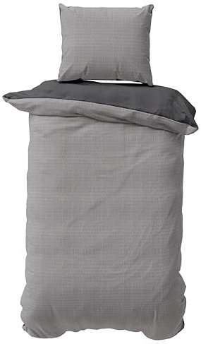 one-home Seersucker Bettwäsche Unifarben Wende Doubleface Sommer Mikrofaser Bettbezüge, Größe:2 teilig 155x220 cm, Farbe:grau/anthrazit