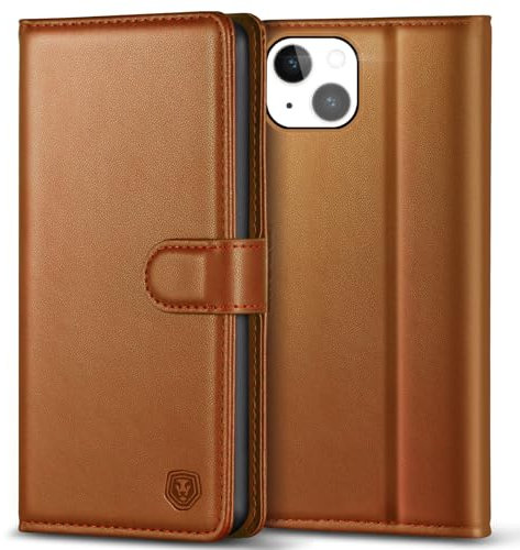 Kuafcase Compatible for iPhone 14 Plus Case with 4 Card Slots Magnetic Closure Kickstand Shockproof Protective Phone Case Compatible for iPhone 14 Plus - Brown