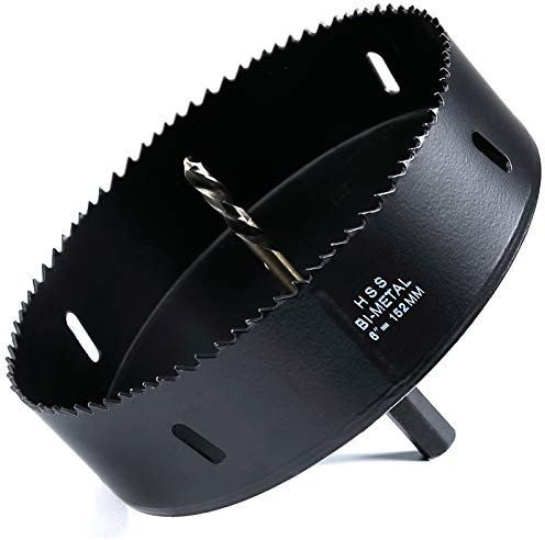 Lochsäge 152mm, HSS M42 Bi-Metall Schnellarbeitsstahl Lochbohrer für Holz Kunststoff, Trockenbau und Rigips, Schwarz