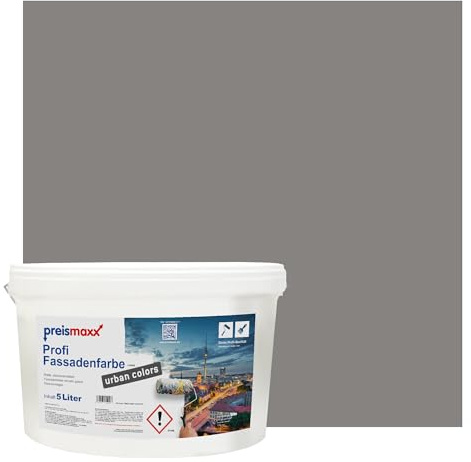 Preismaxx Profi Fassadenfarbe Braun silikonharzverstärkt 5l | Für Putz Beton, Abperleffekt, wasserabweisend, UV-beständig, hohe Deckkraft, rissfüllend, diffusionsoffen, Made in Germany,
