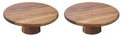 Juego de 2 soportes de madera para tartas, postres, mesa de celebración, 25 cm