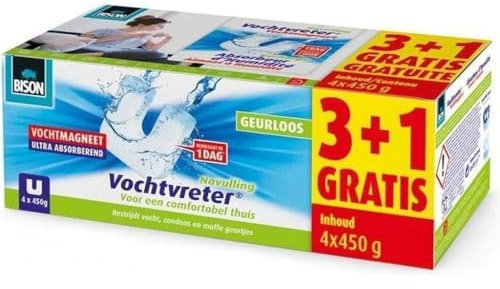 Bison vochtvreter vochtmagneet navulling neutraal promopack - 3 + 1 gratis!