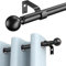 Kurze Vorhangstange, Stangenlänge 80 bis 126 cm (32-48 oder 49,6 Zoll max), Schwarze Vorhangstangen für Fenster 76 bis 122 cm
