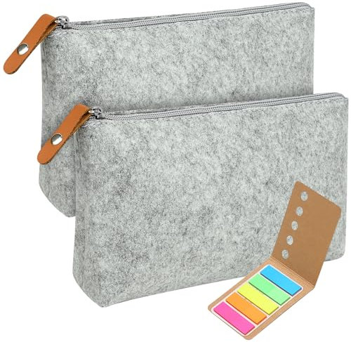 2 Stück Filz Mäppchen, Filz Federmäppchen, Mäppchen Kosmetiktasche, Multifunktions Briefpapier Beutel mit Reißverschluss, Bleistift-Beutel Studenten Stationäre Fall, Federtasche für Stifte Bleistifte