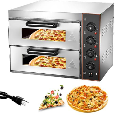 Commercial Pizza Oven, Double Deck Electric Pizza Oven, 16 Multi-Purpose Toaster Stainless Steel Baking Oven 40l Capacity Restaurant Home Use With Timer For Pizza Bread Tarts Barbecue Dessert Kebabs