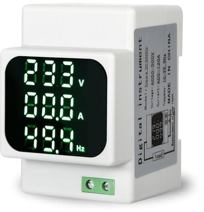 DEWIN Voltmetro Amperometro, AC50-500V Voltmetro Misuratore di Tensione su Guida Din Voltmetro Digitale con Montaggio su Guida Din Display Digitale AC Voltmetro Digitale