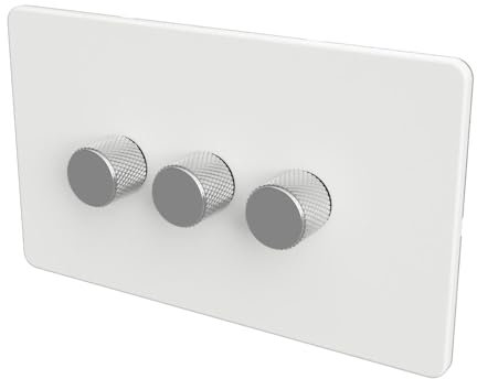 SAMOTECH Zigbee Dimmer Switch No neutral wire required, compatible with Philips Hue, Home Assistant - White/Silver 3-Gang Zigbee Dimmer