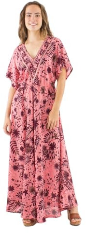 Coline - Robe Longue légère imprimée - Couleur : Saumon - Taille : L/XL