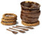 Rhghfujhgy Kokos Schalen mit LöFfeln & StäNdern - Set mit 4 Schalen Aus Kokosnuss Schalen + LöFfeln und Wackelfreien Haltern für Salat