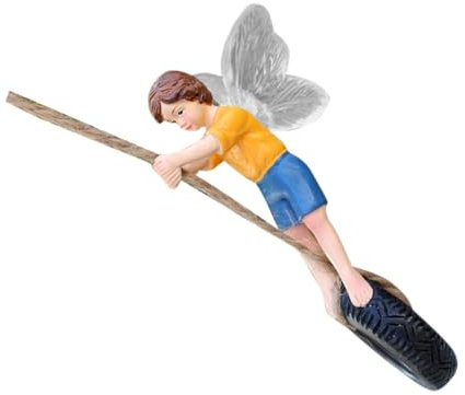 Milisten Fee Junge Schaukel Ornament Statue Garten Dekorative Figurine Für Hof Schaukel Garten Für Home