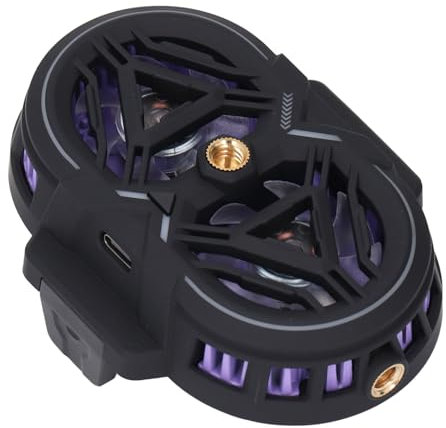 VBESTLIFE Handy-Kühler, RGB-Handy-Kühler mit Temperaturanzeige und 2 Typ-C-Anschlüssen, für 2,63–3,46 Zoll Große Handys, Dual-Core-Hochleistungs-Halbleiterkühlung (Black)