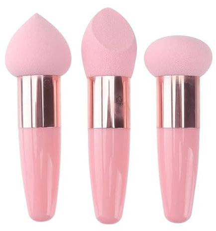 IMAXWAVE Esponjas de Maquillaje Mango Aplicación Cosmética, Set 3, Rosa