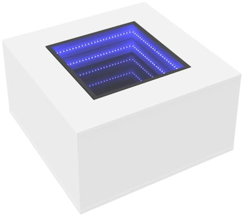 vidaXL Table Basse avec LED Blanc 60x60x40 cm Bois d'ingénierie