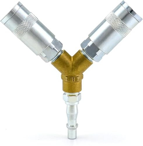 Airline Hose Connectors 1/4 BSP 3 Way Air Compressor Fittings Y Connector Splitter Male/Female Thread Quick Release Coupler for Air Lines Air Tools Compressors Compressor Air Hose