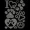 MAYJOYDIY Dog Paw Prints Rhinestone Iron on Hotfix Love Cat Paw Prints Heat Transfer Decal Letter I Heart Shape Bling Rhinestone Decals for T-Shirt Hat Jacket Clothing DIY Accessory