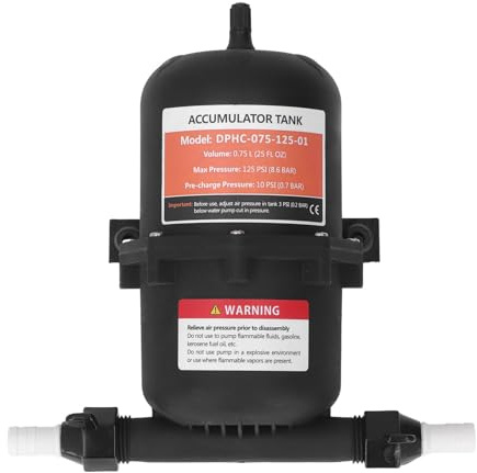Tanque Acumulador de Prepresión de 0,75 L, Volumen Interno de 10 PSI a 125 PSI con Boquilla de Conector Roscado para RV, Barco, Remolque, Caravana