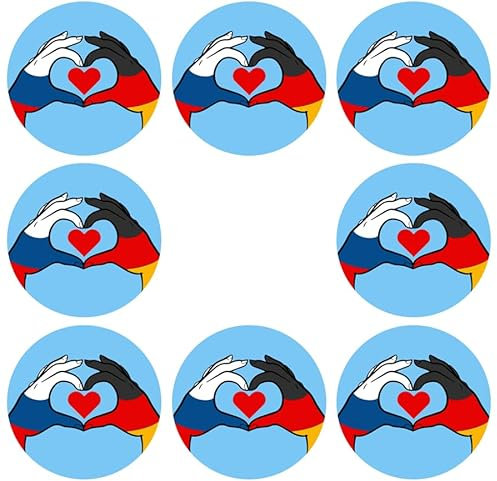 Sammys Shirt Store 8 Stück Einkaufswagen Aufkleber 3cm Durchmesser - Deutsch Russische Freundschaft