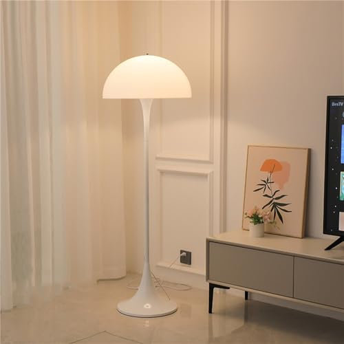 Lampes Standard de Salon Lampadaire Moderne pour Salon Champignon Semi-Circulaire pour Chambre Abat-Jour Rond en Acrylique Blanc Champignon Lampe de Lecture sur Pied pour Coin de c
