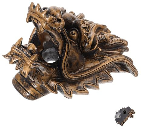 GRIRIW Drachenkopf Außen Springbrunnen Wandbrunnen Gartendeko Bronze Gartenwasser Fontäne Villa Wasserspiel Resin Langlebig Vielseitig Einfache Montage