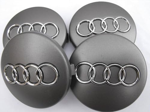 4 x 60 mm Stück Auto Radnabenkappen, Grau Nabendeckel für ABS Einfaches und Elegantes Design Logo Radnaben Abzeichen wasserdicht staubdicht Radzierblende Radmitte Emblem Zubehör