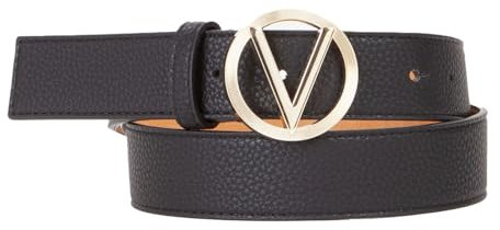 VALENTINO Hampton Plaque Buckle Belt W105 Nero/Oro - kürzbar