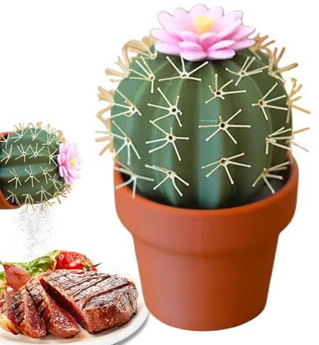 Cactus Salt and Pepper Shaker, Salt and Pepper Grinder, Leak-Proof Seasoning Jars Mill Shakers Storage Bottle, Refillable Funny Cactus Decor for Home Kitchen