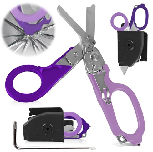 WANDGU Forbici Di Salvataggio 6 In 1: Forbici Da Trauma, Da Soccorso, Portatili, Pieghevoli, In Acciaio Inossidabile, Per Campeggio All'Aperto, Di Emergenza