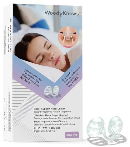 WoodyKnows Super-Support Nasendilatator zur Schnarchhilfe, verbessert den Schlaf und die Luftzirkulation beim Sport, atmen Sie besser (Kombipackung XS/S/M/L)