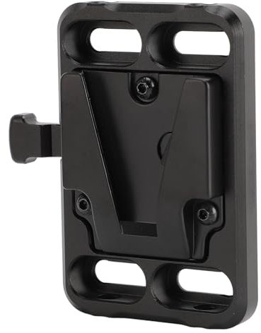 KIMISS Aluminum Alloy V Mount Battery Plate with Quick Release Feature and Multiple 1/4in and 3/8in Threaded Holes, Tile and Quick Setup V Lock Battery Plate Holder Suitable for 15mm Rail