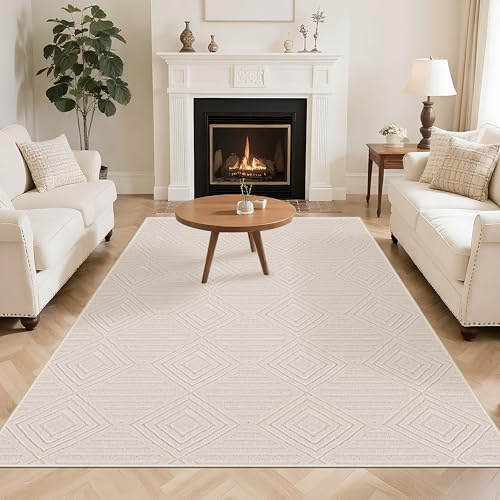 Capslpad Beige Teppich 160x230cm Waschbarer Weicher Teppich rutschfeste moderner Bodenmatte Teppiche für Wohnzimmer Bereich Schlafzimmer Büro Esszimmer
