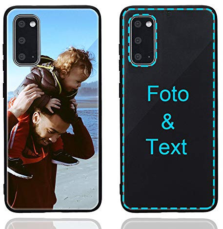 MXCUSTOM Personalisierte Handyhülle für Samsung Galaxy S20 / S20 5G, Benutzerdefiniert Kratzfest Gehärtetes Glas Weicher Stoßfänger Hülle Eigenem Foto Bild Text Individuelle Schutzhülle(GHS-BK-P1A)