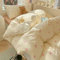 Covebett Bettwäsche 135x200 Beige Rosa Schleifen Muster Mädchen Bettbezug Set Herzen Schleifenmuster Kawaii Gewaschene Microfaser Einzelbett Deckenbezug Reißverschluss und Kissenbezug 80x80cm