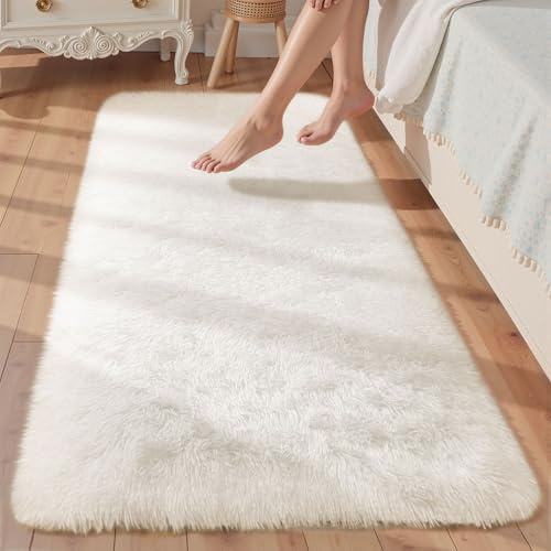 Sour Lemon Teppich, Wohnzimmer, 80 x 300 cm, Läuferteppich für Schlafzimmer, waschbar, rutschfest, flauschig, zottelig, weich, modern, Bodenteppich, Matte neben Teppichen für Kinder, Flur, Wohnzimmer