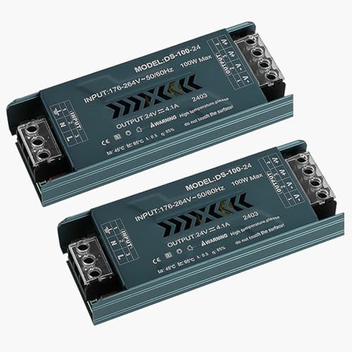 JOYELEC 2 Stück dünnes LED-Schaltnetzteil für Haustechnik 4,1A 24V 100W Eingang Treiber Transformator AC110 AC220V zu Ausgang DC24V geeignet für Niederspannungs-LED-Lichtleisten