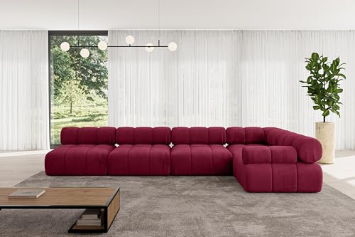 ALTDECOR Modulares Sofa Ecksofa in L-Form Corner modular Sofa Eckcouch Couch Wohnlandschaft Cauchsofa Polstersofa Mende-L3-380x190x70 cm Bordeauxrot
