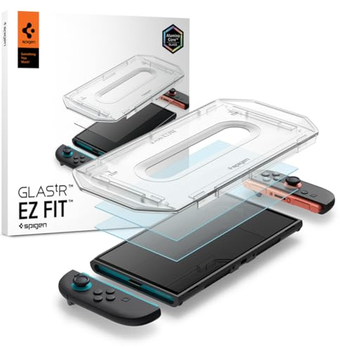 Spigen Glas.tR EZ Fit Verre Trempé pour Nintendo Switch 2, 2 Pièces, 9H Protection écran avec kit d'installation, Résistant aux Rayures, clarté d'origine