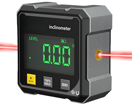 Digital Angle Finder with Laser, Digital Level Box & Inclinometer, 4-Side Magnetic Digital Angle Gauge, IP54 Waterproof LCD Display for Woodworking Carpentry DIY Projects